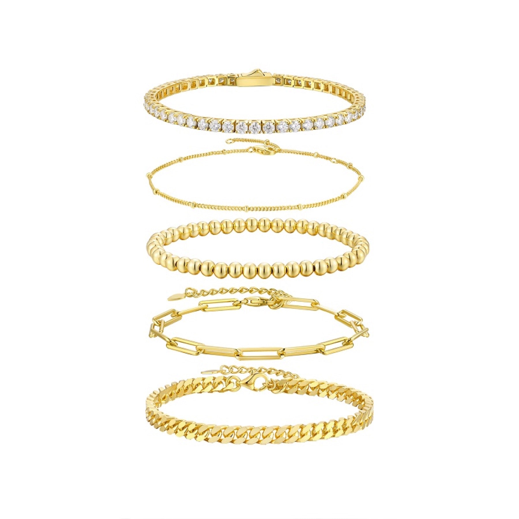 Impilabile Moissanite Stackable Bangle Set in Gold-Tone Sterling Silver