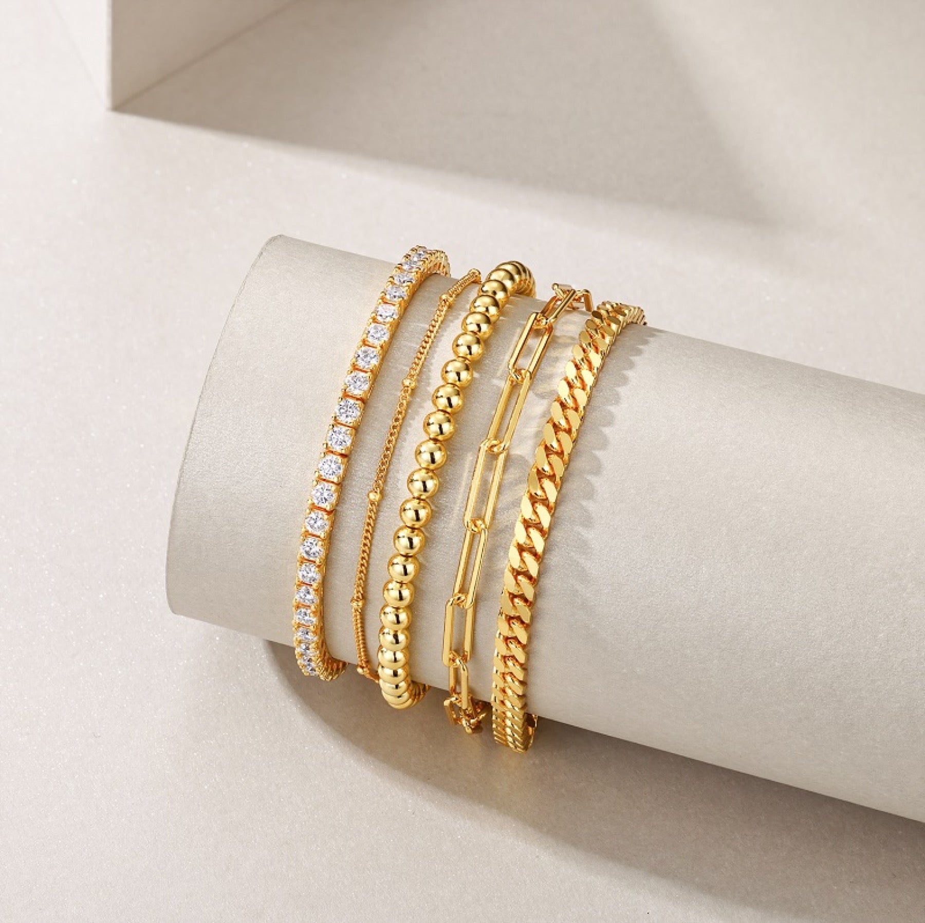 Impilabile Moissanite Stackable Bangle Set in Gold-Tone Sterling Silver