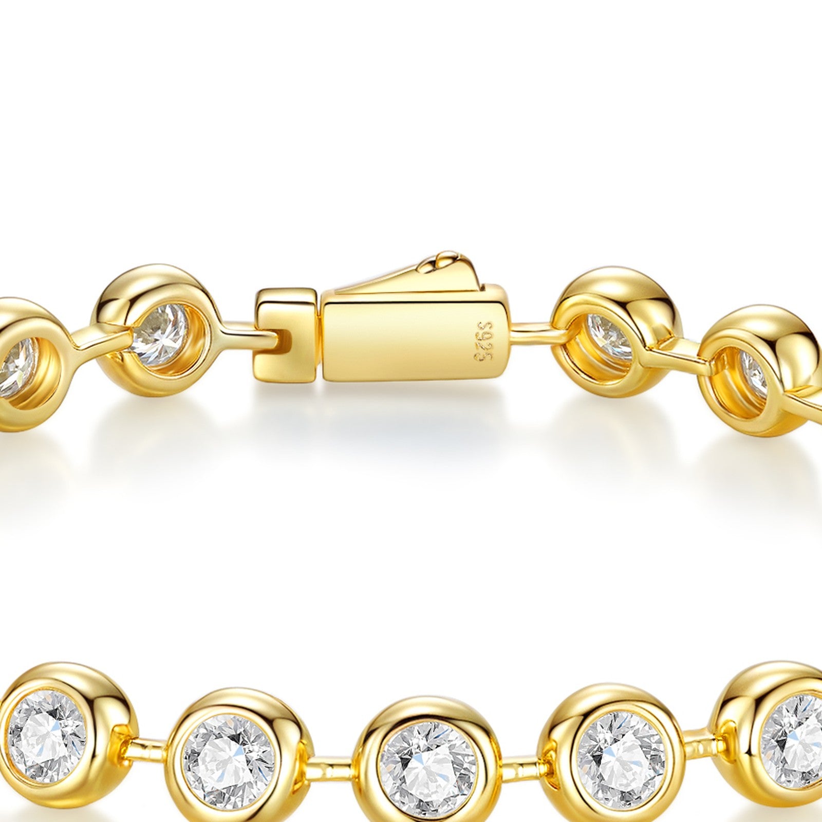 Aurata Moissanite Tennis Bracelet in Gold-Tone Sterling Silver — detail
