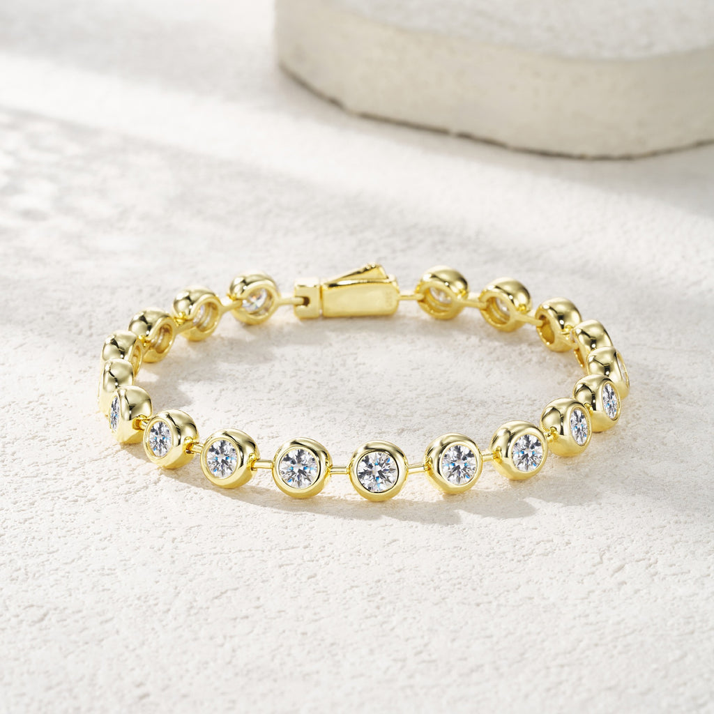 Aurata Moissanite Tennis Bracelet in Gold-Tone Sterling Silver