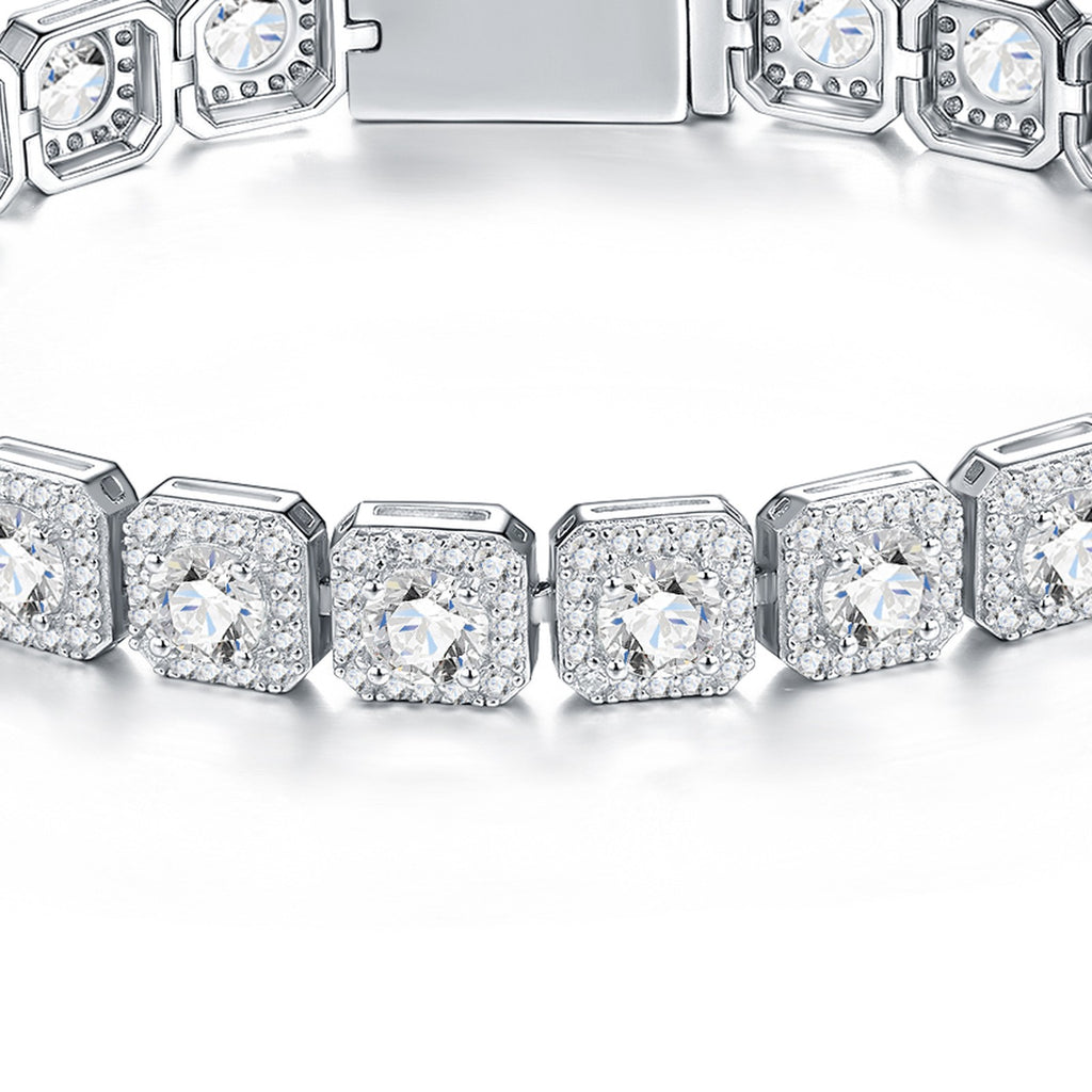 Targhetta Moissanite Tennis Bracelet in Sterling Silver — detail