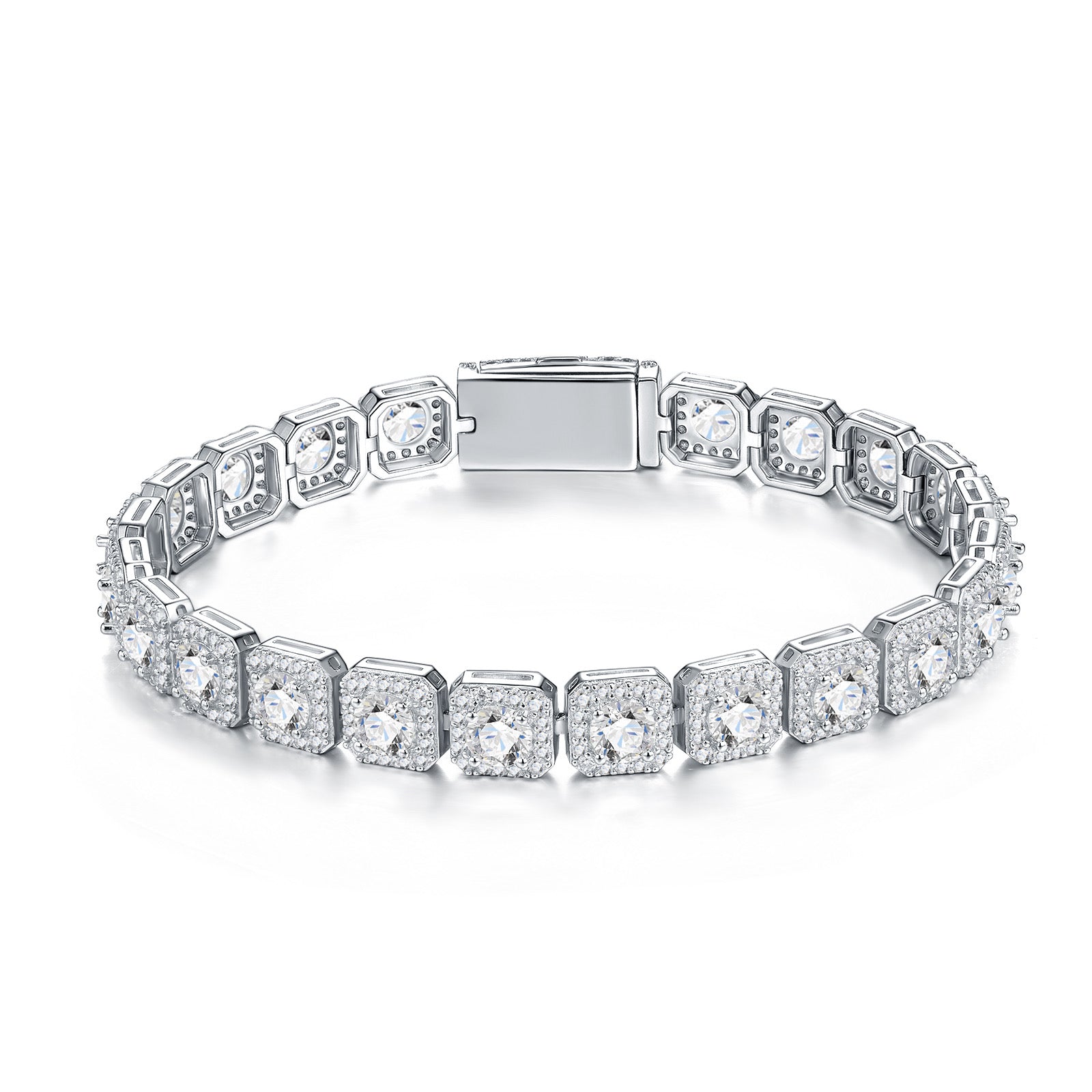 Targhetta Moissanite Tennis Bracelet in Sterling Silver