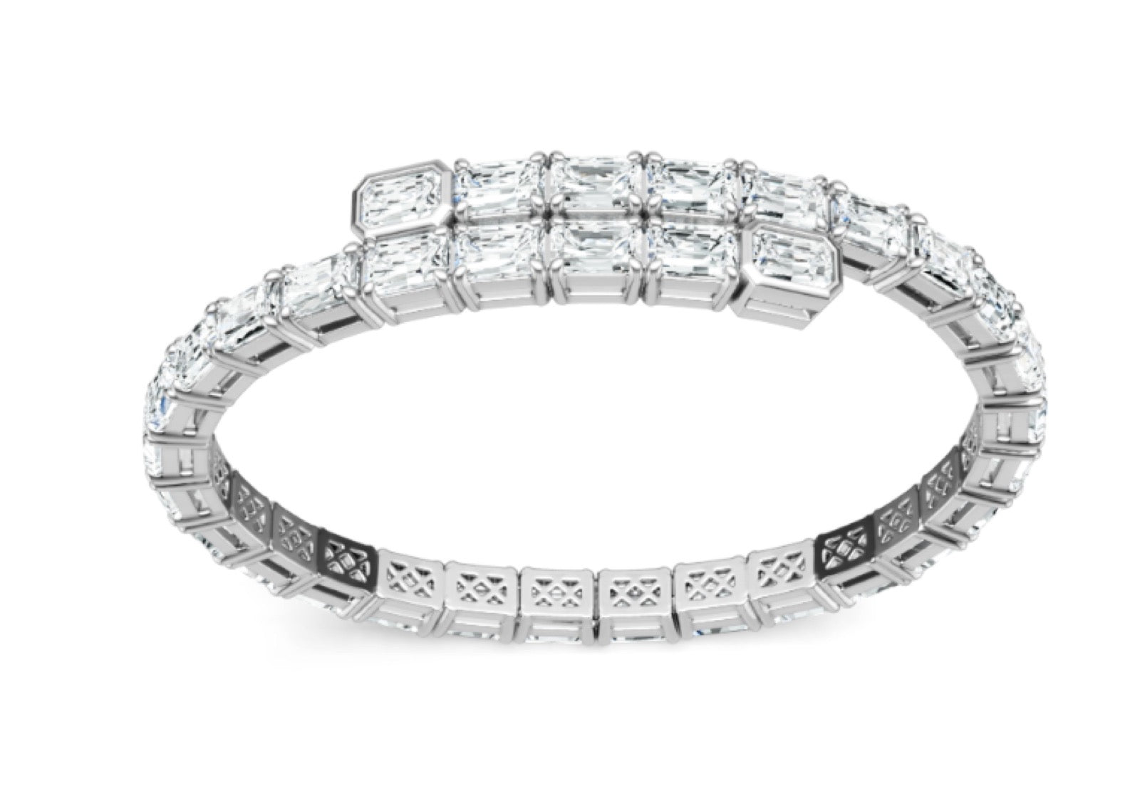 Verdolina Moissanite Bangle Bracelet in Sterling Silver