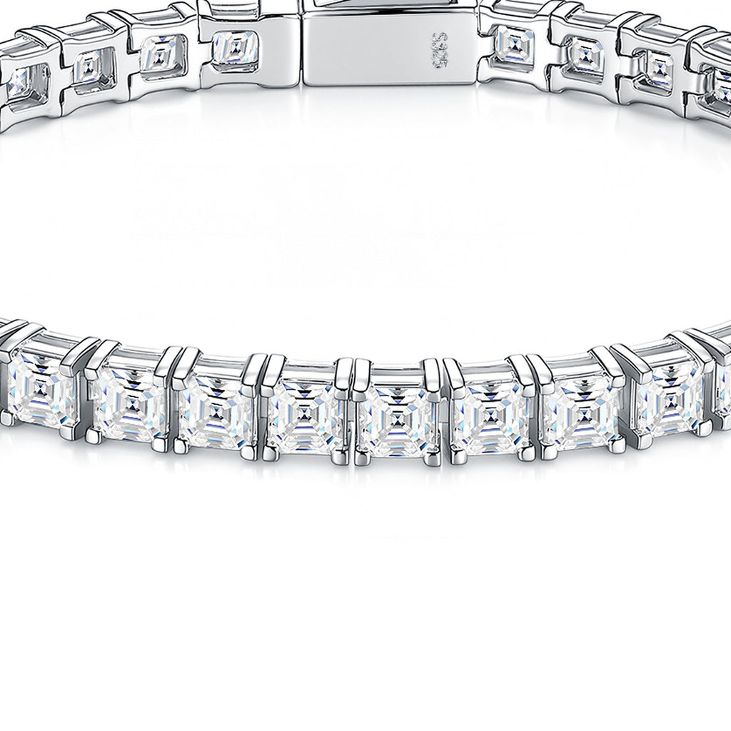 Cubetti Moissanite Tennis Bracelet in Sterling Silver — detail