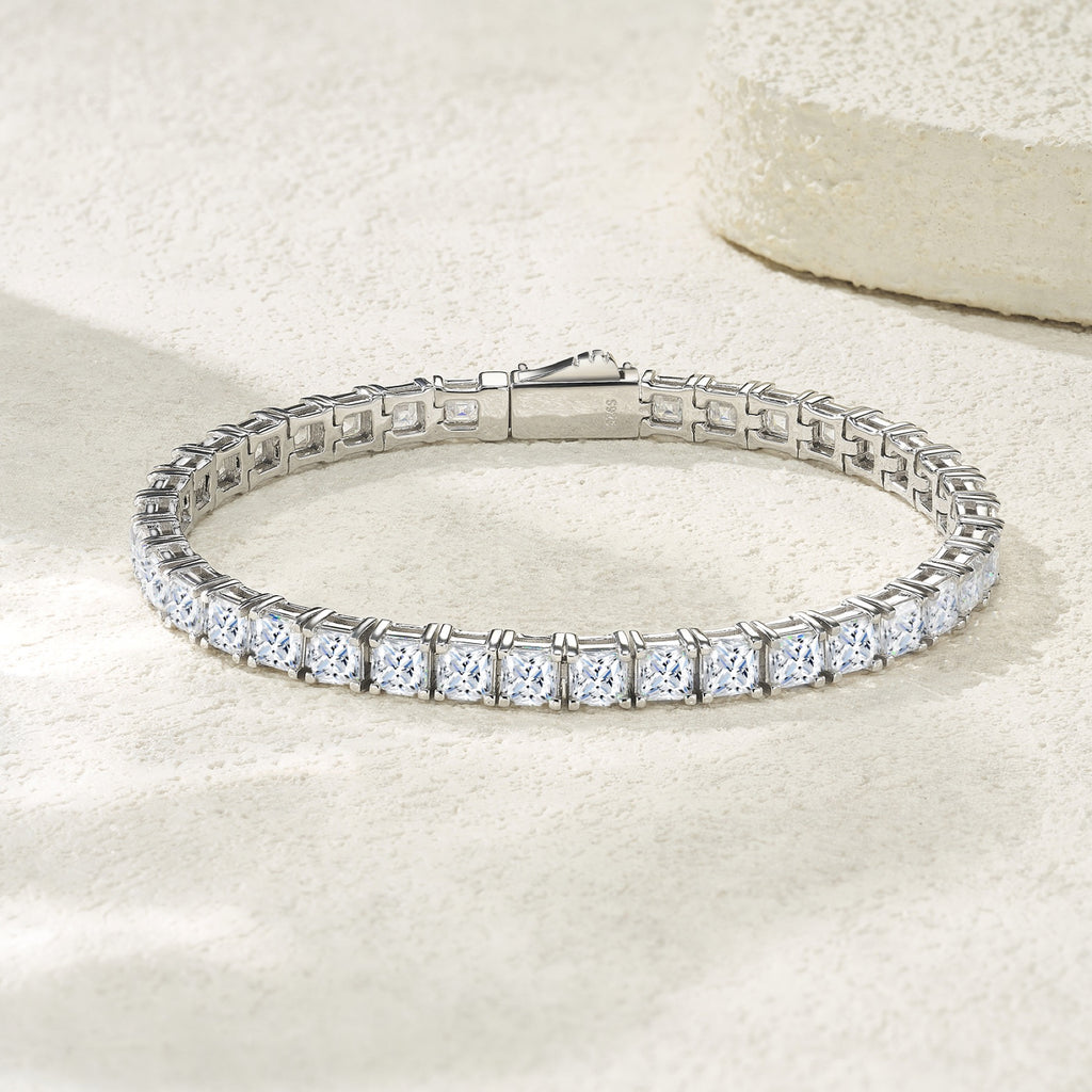 Cubetti Moissanite Tennis Bracelet in Sterling Silver