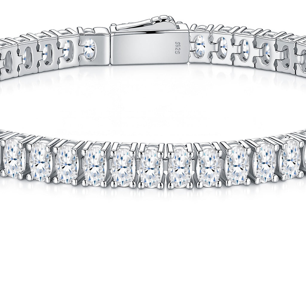 Ovalata Moissanite Tennis Bracelet in Sterling Silver — detail
