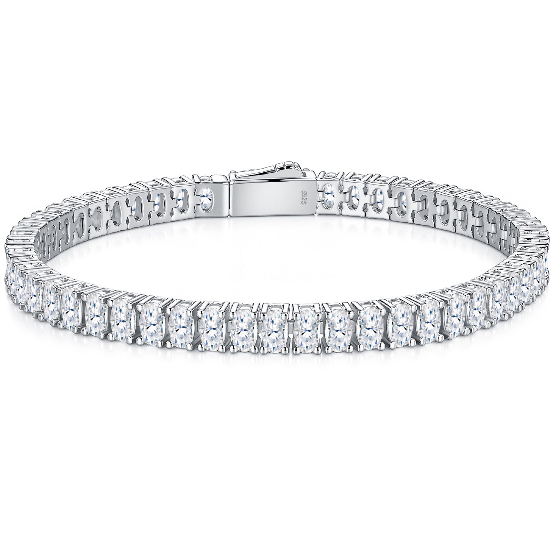 Ovalata Moissanite Tennis Bracelet in Sterling Silver