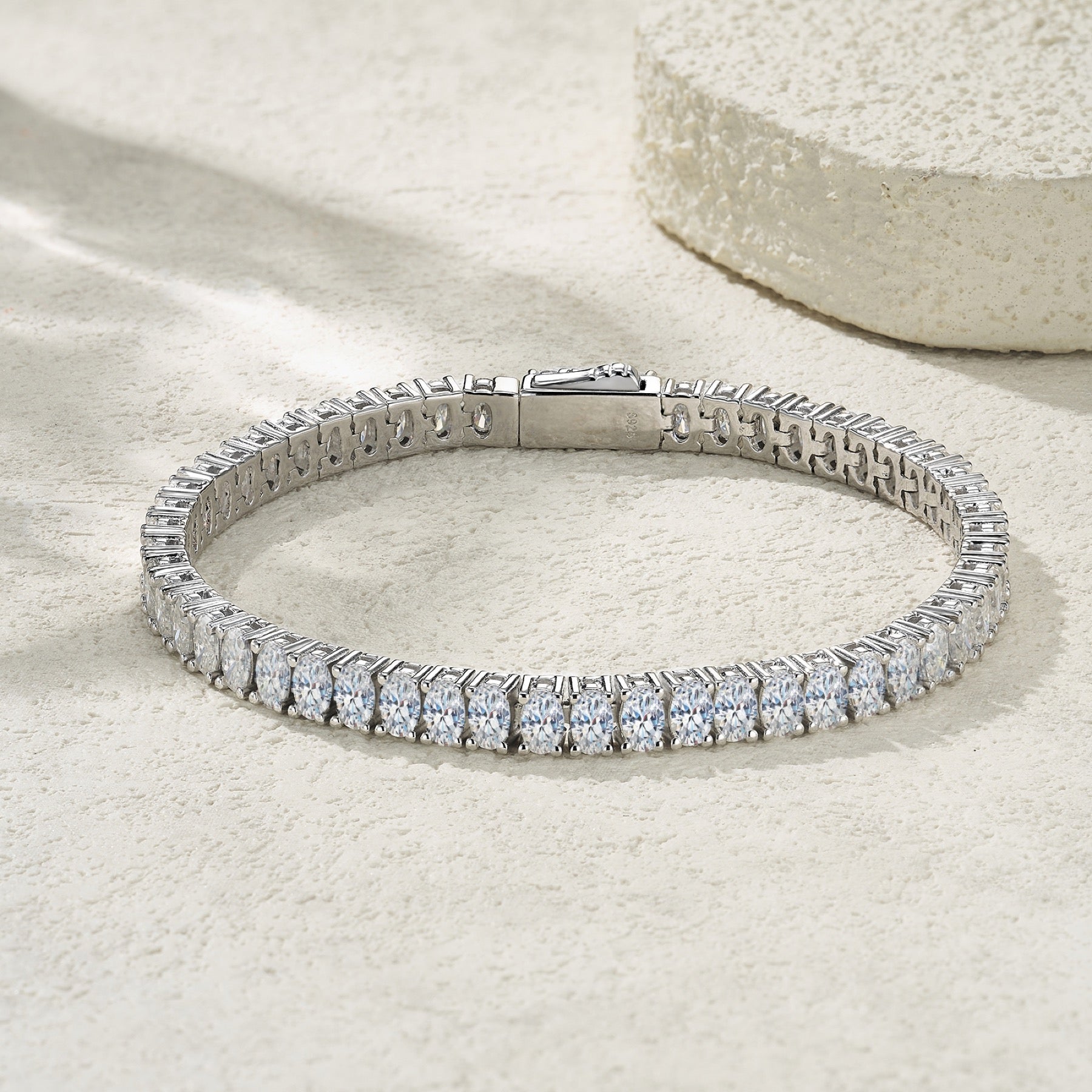 Ovalata Moissanite Tennis Bracelet in Sterling Silver