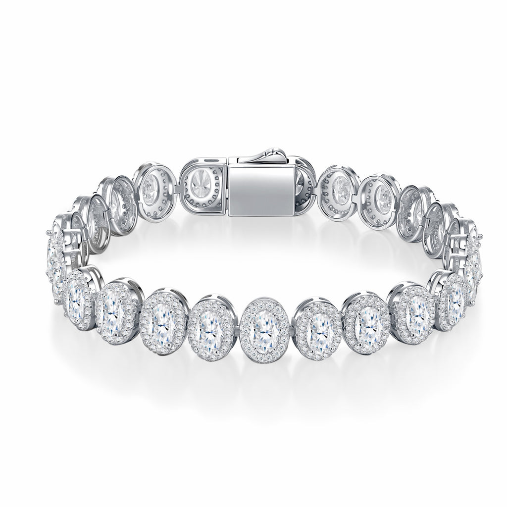 Ovalona Moissanite Tennis Bracelet in Sterling Silver