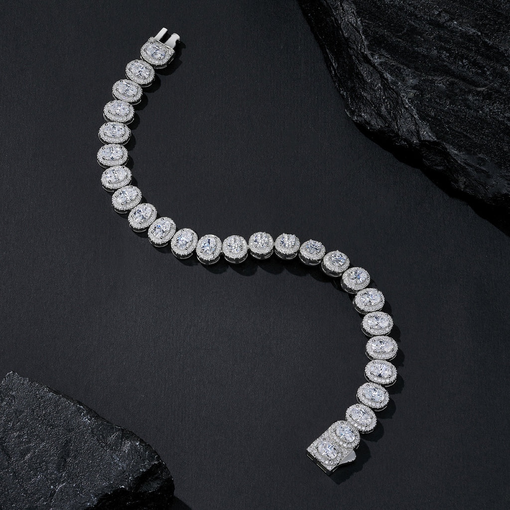Ovalona Moissanite Tennis Bracelet in Sterling Silver