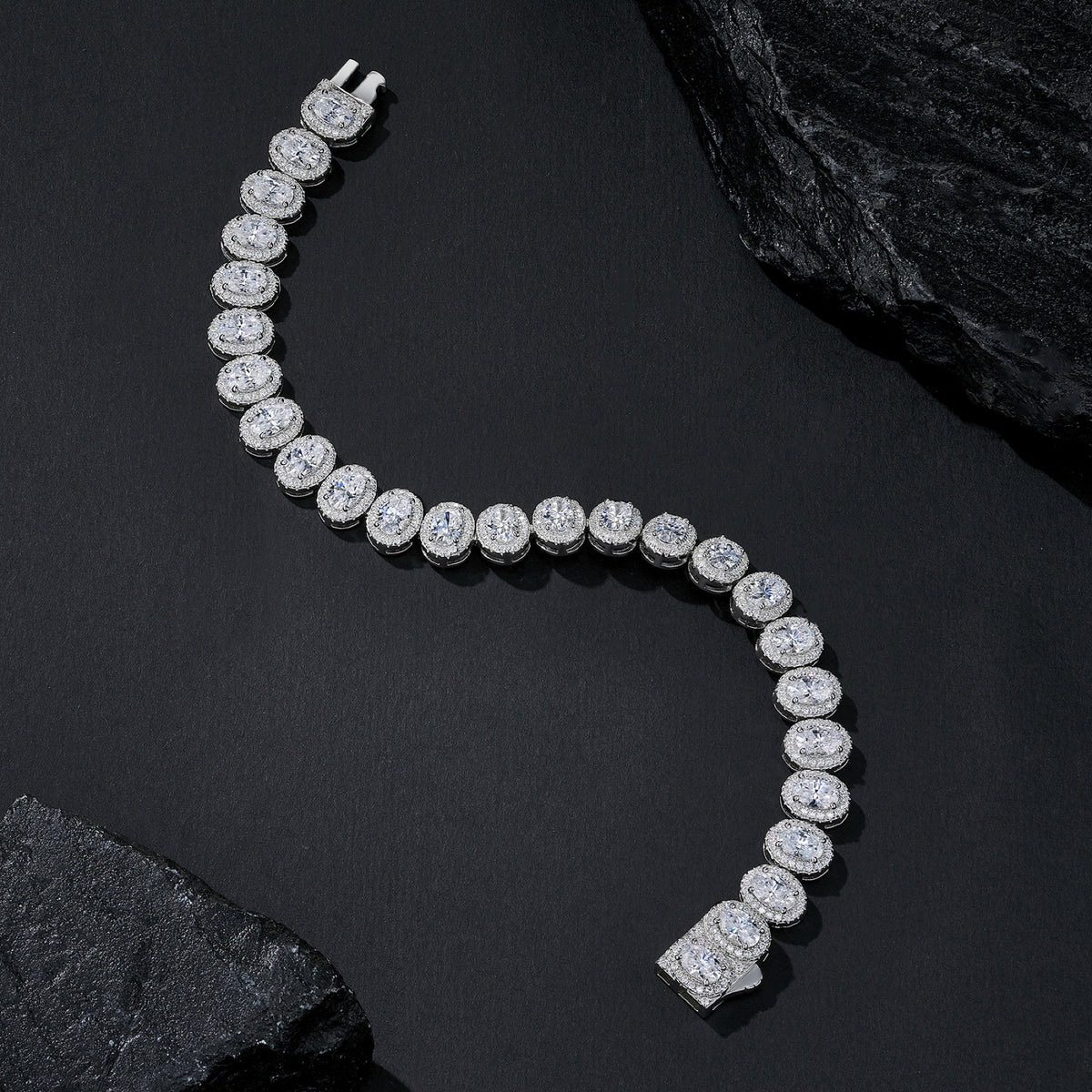 Ovalona Moissanite Tennis Bracelet in Sterling Silver