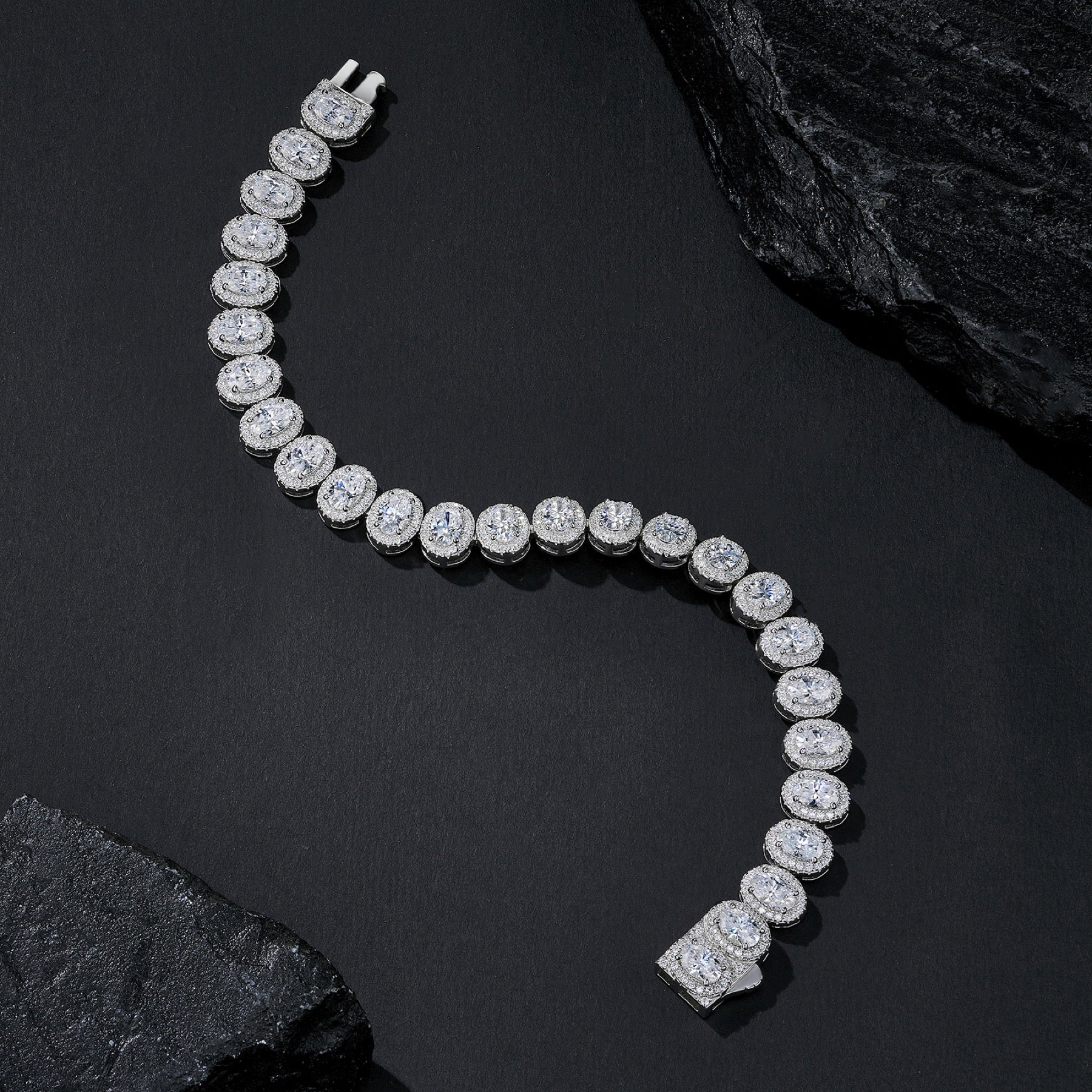Ovalona Moissanite Tennis Bracelet in Sterling Silver