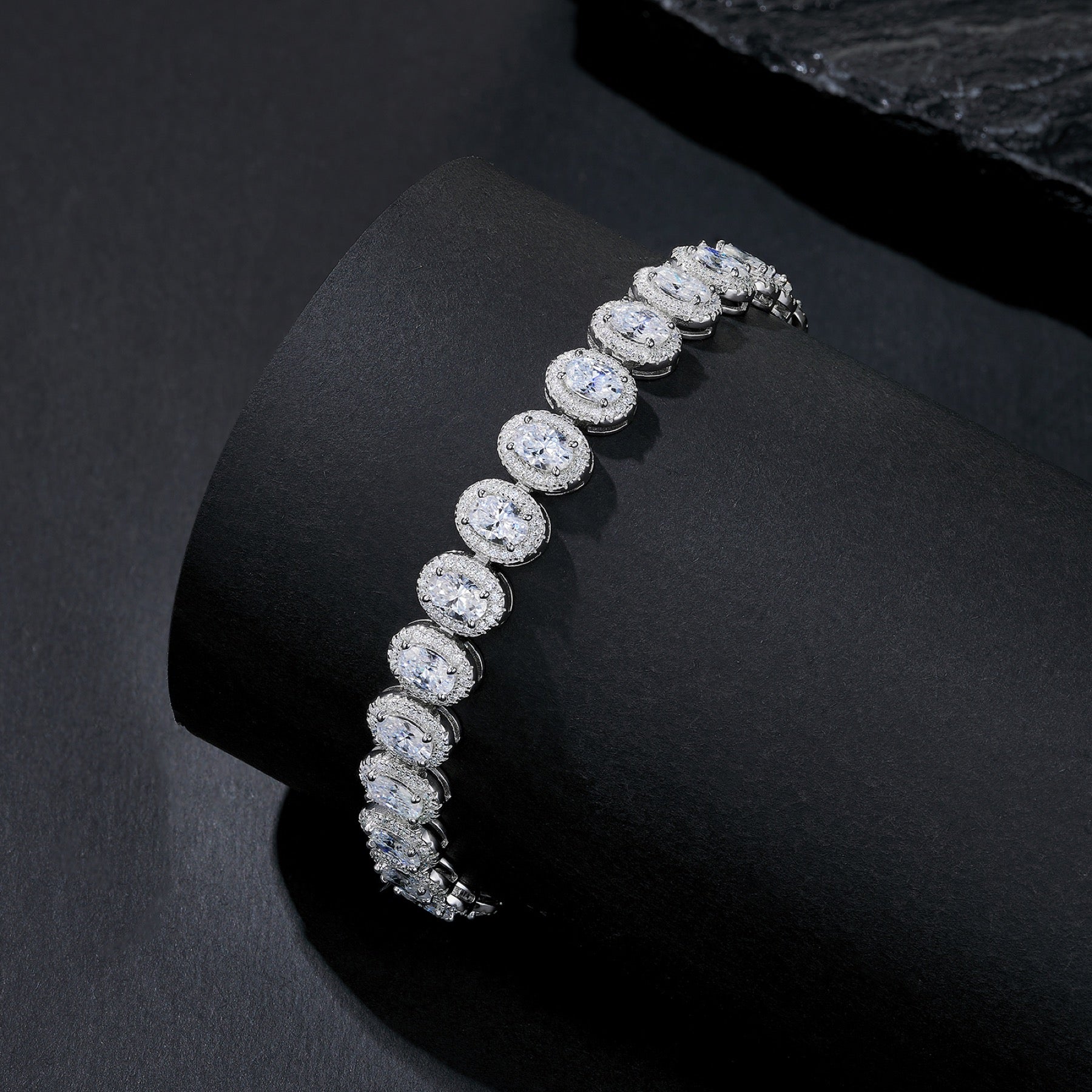 Ovalona Moissanite Tennis Bracelet in Sterling Silver