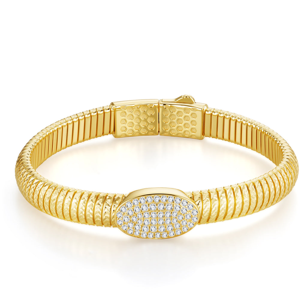 Flessibile Moissanite Bangle Bracelet in Gold-Tone Sterling Silver
