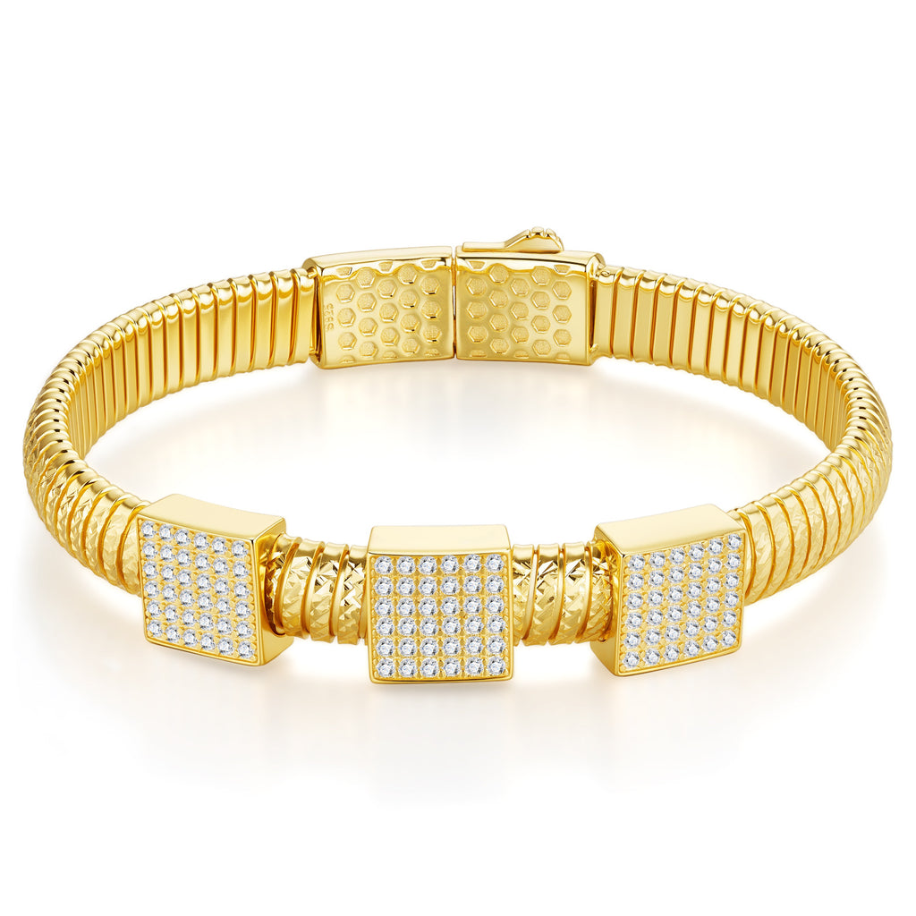 Snodato Moissanite Bangle Bracelet in Gold-Tone Sterling Silver