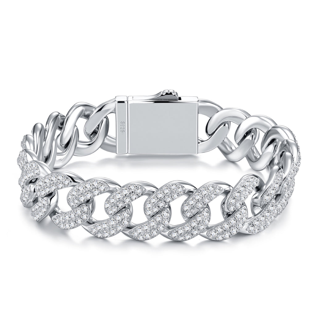 Cubano Moissanite Cuban Link Bracelet in Sterling Silver