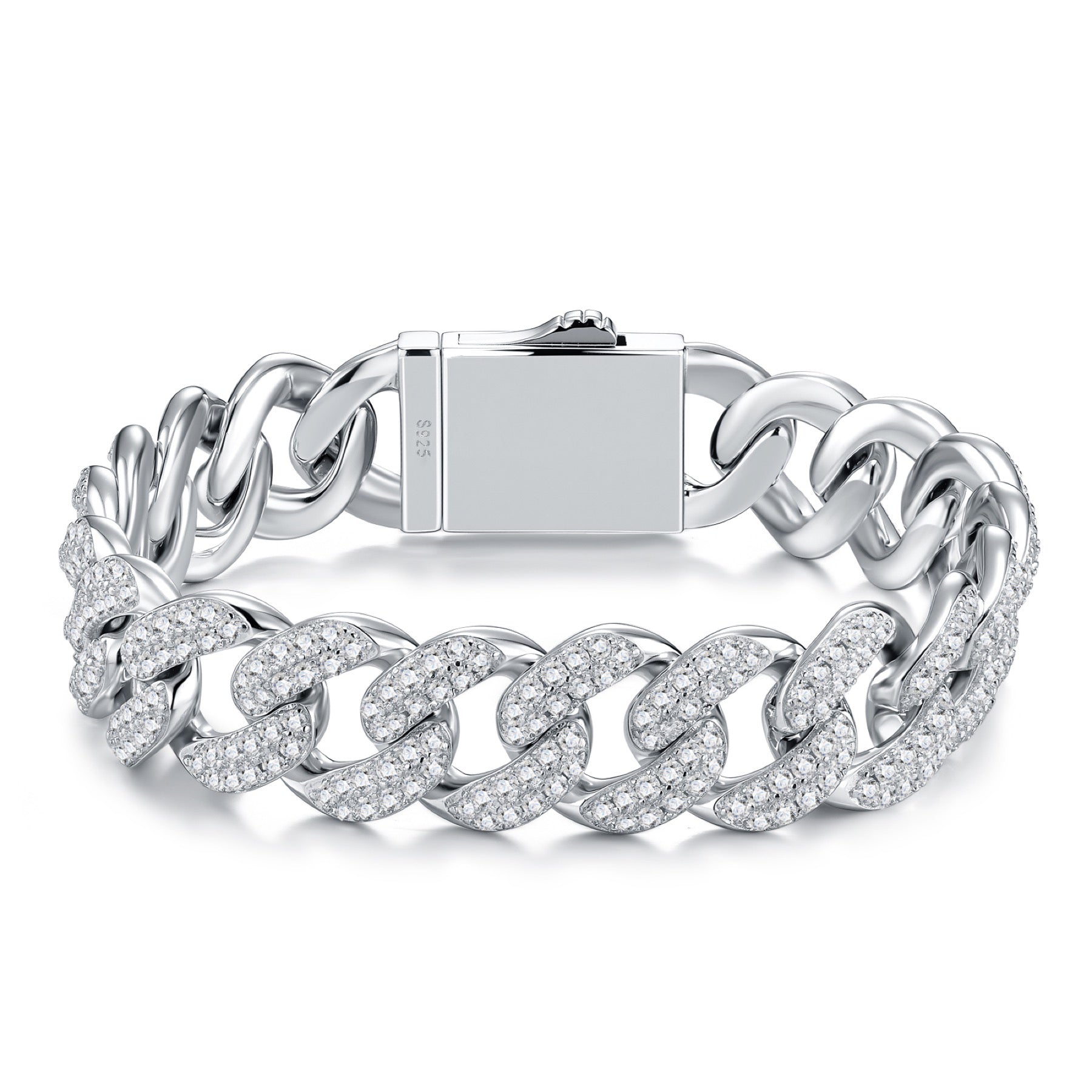 Cubano Moissanite Cuban Link Bracelet in Sterling Silver