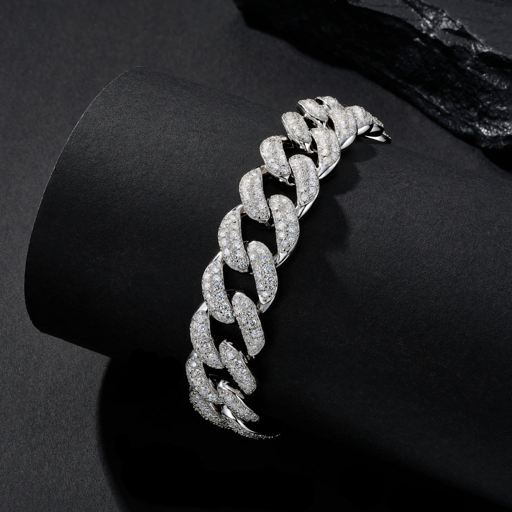 Cubano Moissanite Cuban Link Bracelet in Sterling Silver