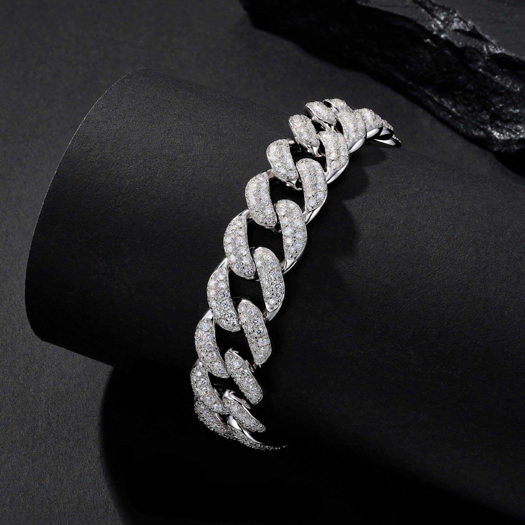 Cubano Moissanite Cuban Link Bracelet in Sterling Silver