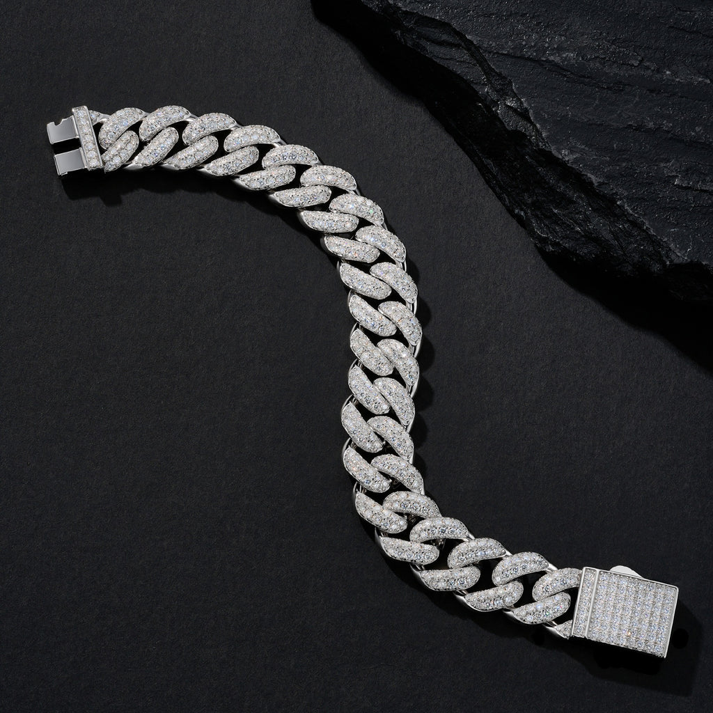 Cubano Moissanite Cuban Link Bracelet in Sterling Silver