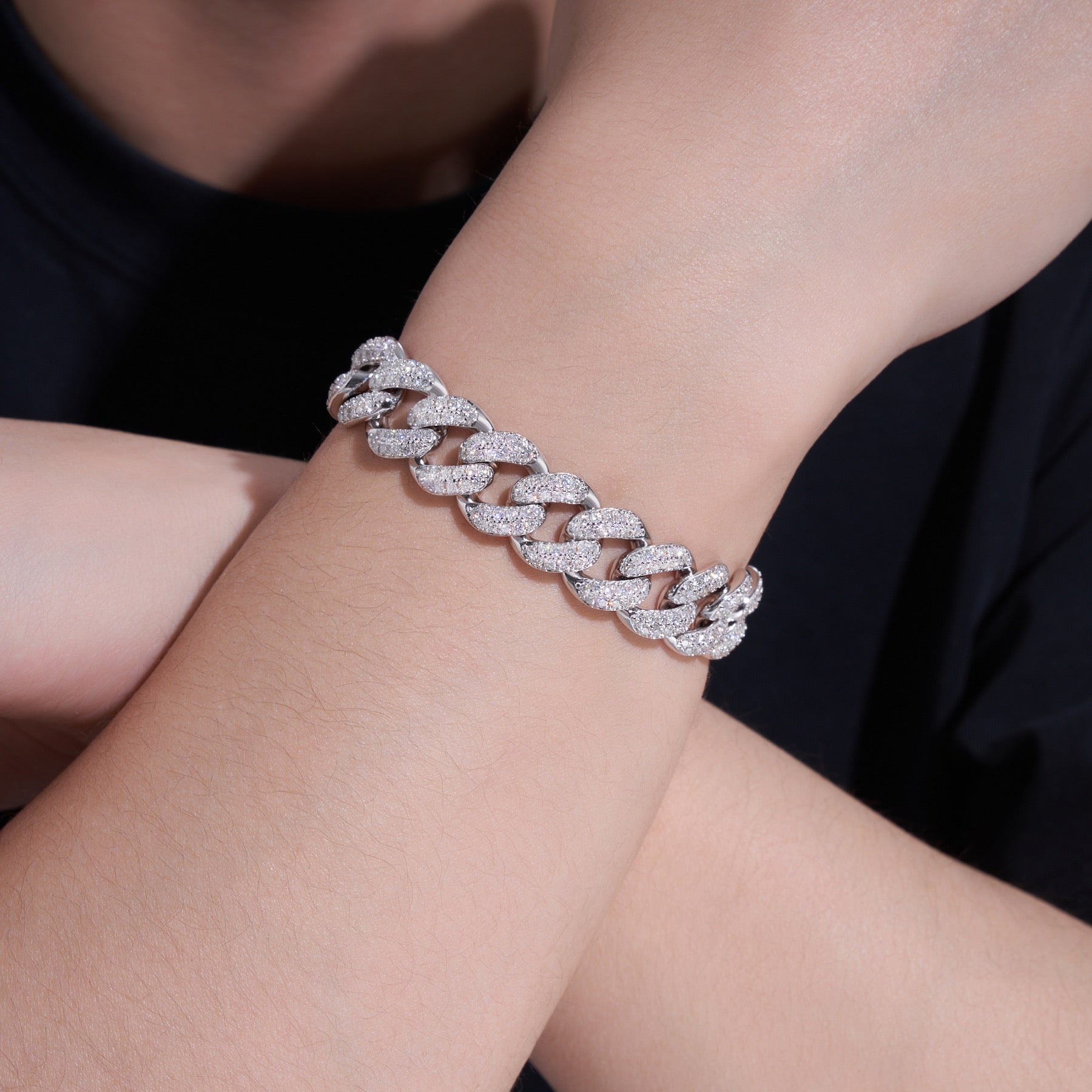 Cubano Moissanite Cuban Link Bracelet in Sterling Silver