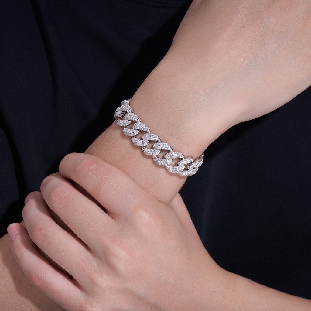 Cubano Moissanite Cuban Link Bracelet in Sterling Silver
