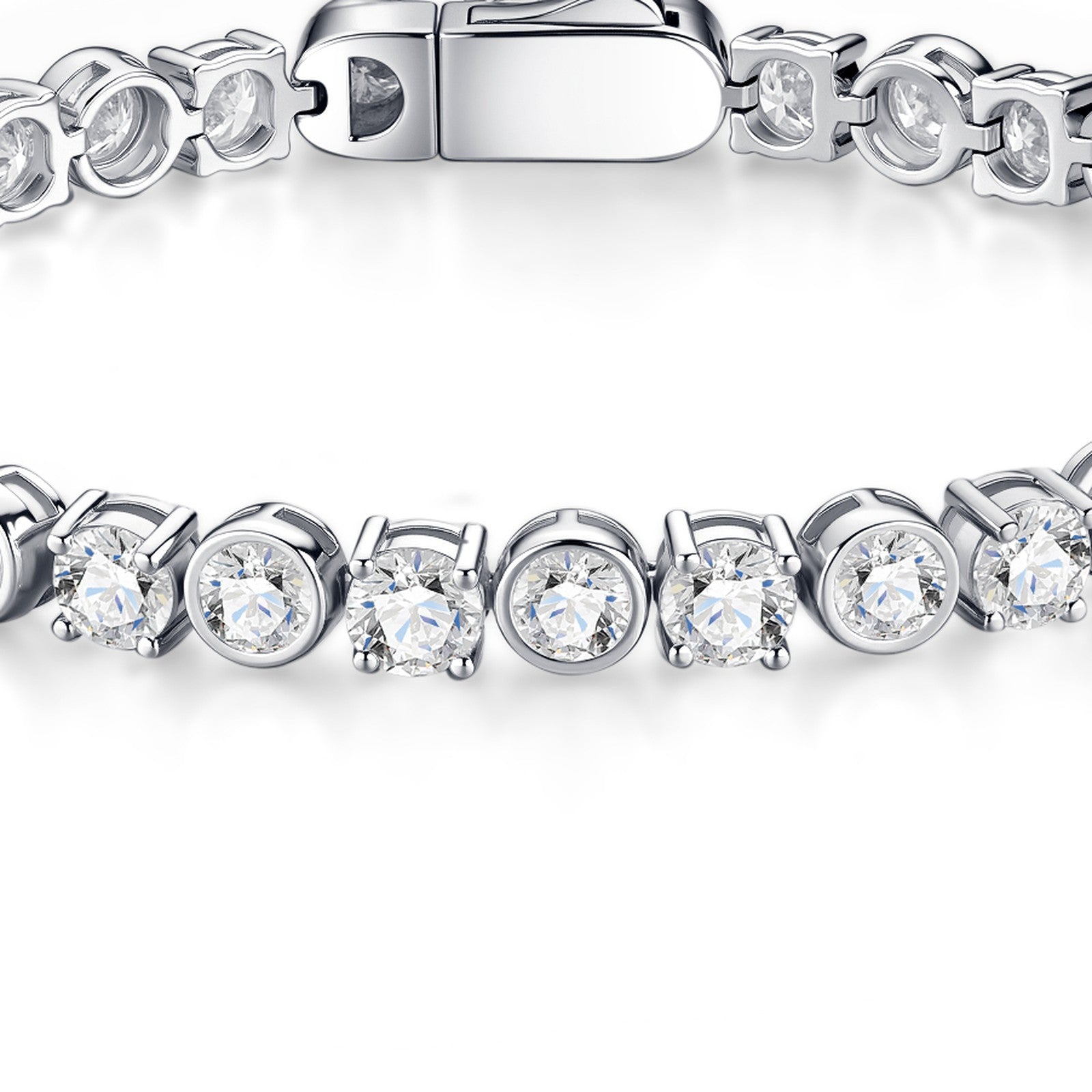 Bezellona Moissanite Tennis Bracelet in Sterling Silver — detail