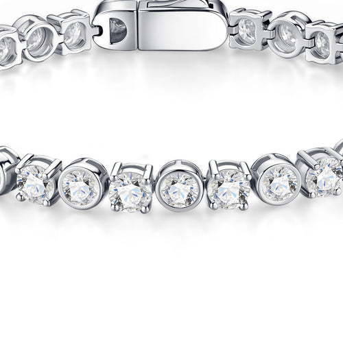 Bezellona Moissanite Tennis Bracelet in Sterling Silver — detail