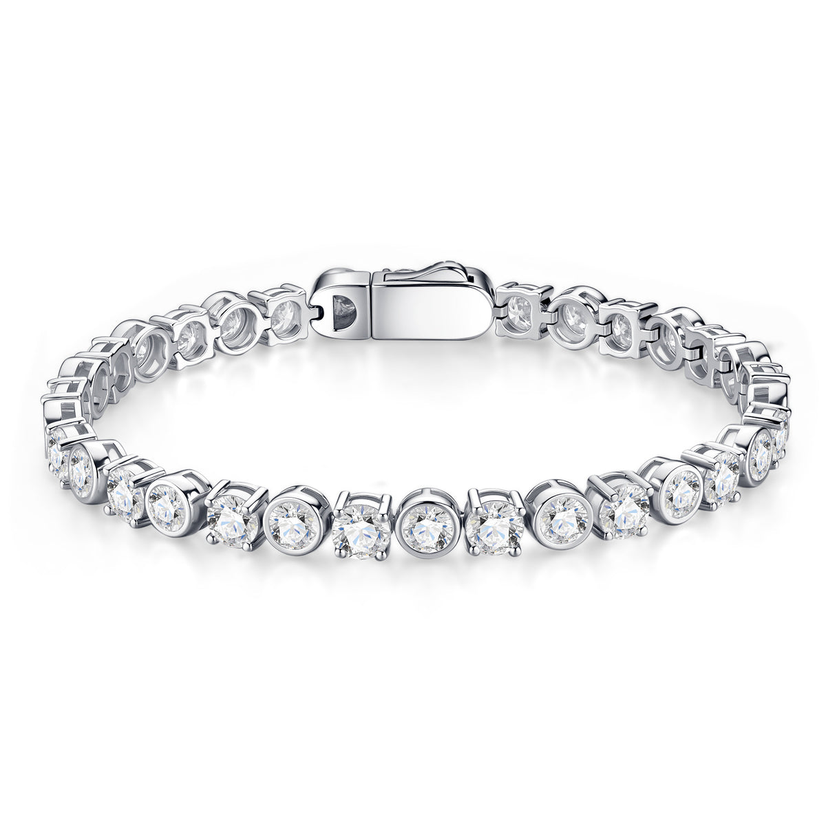 Bezellona Moissanite Tennis Bracelet in Sterling Silver