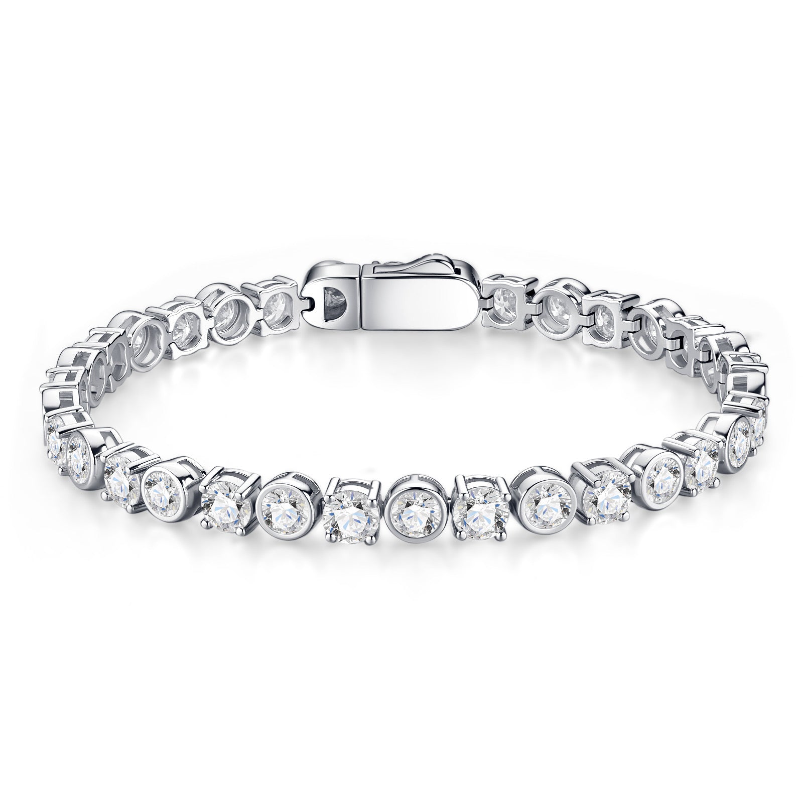 Bezellona Moissanite Tennis Bracelet in Sterling Silver