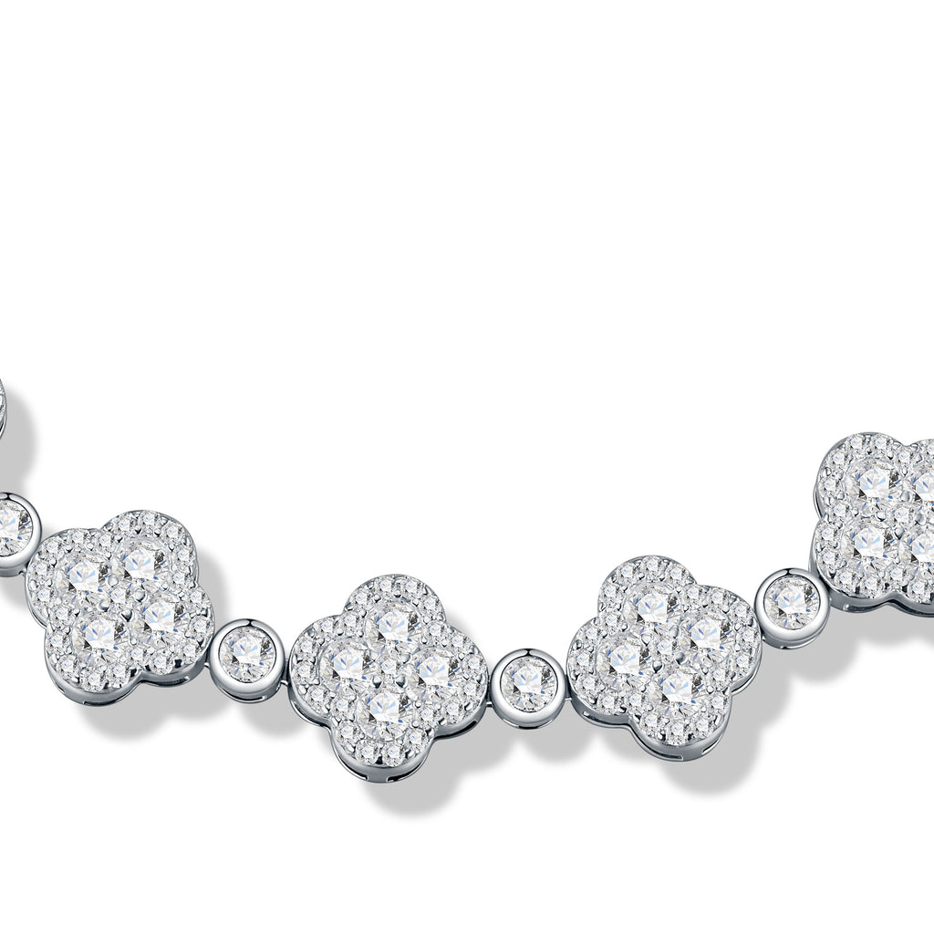 Quadrifogliata Moissanite Tennis Bracelet in Sterling Silver — detail