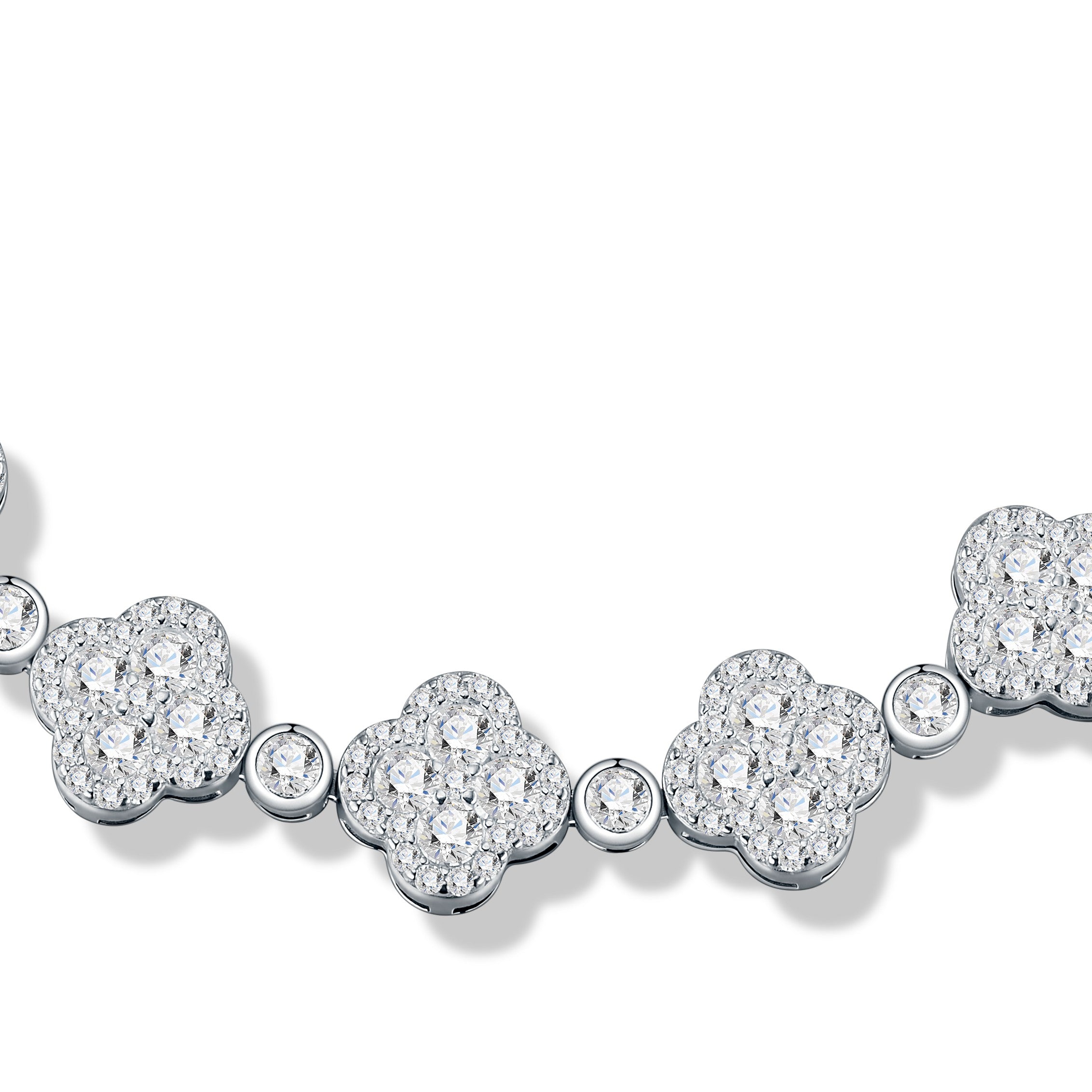 Quadrifogliata Moissanite Tennis Bracelet in Sterling Silver — detail