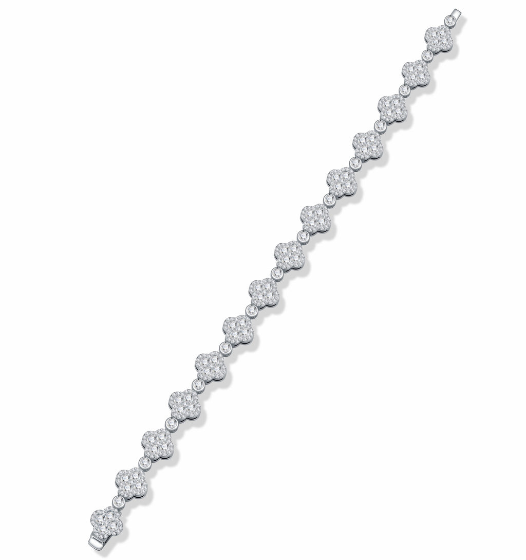 Quadrifogliata Moissanite Tennis Bracelet in Sterling Silver
