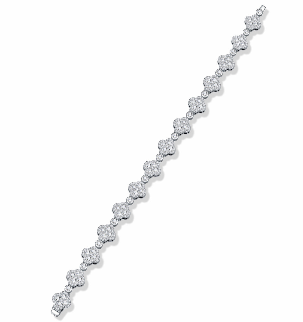Quadrifogliata Moissanite Tennis Bracelet in Sterling Silver