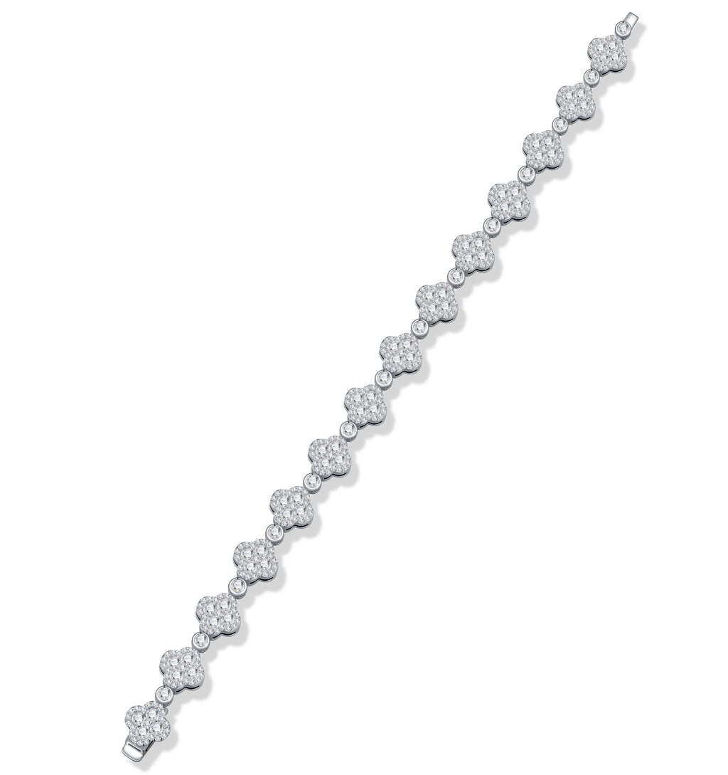 Quadrifogliata Moissanite Tennis Bracelet in Sterling Silver