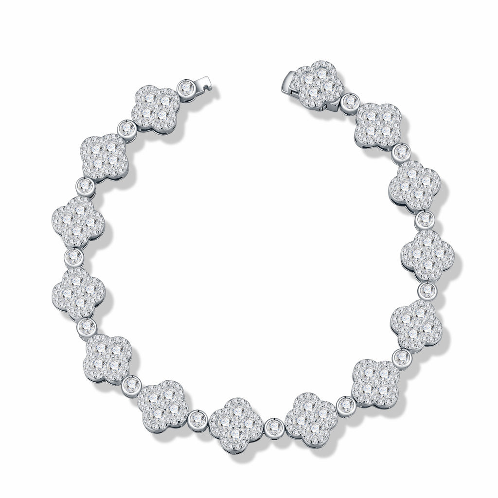 Quadrifogliata Moissanite Tennis Bracelet in Sterling Silver
