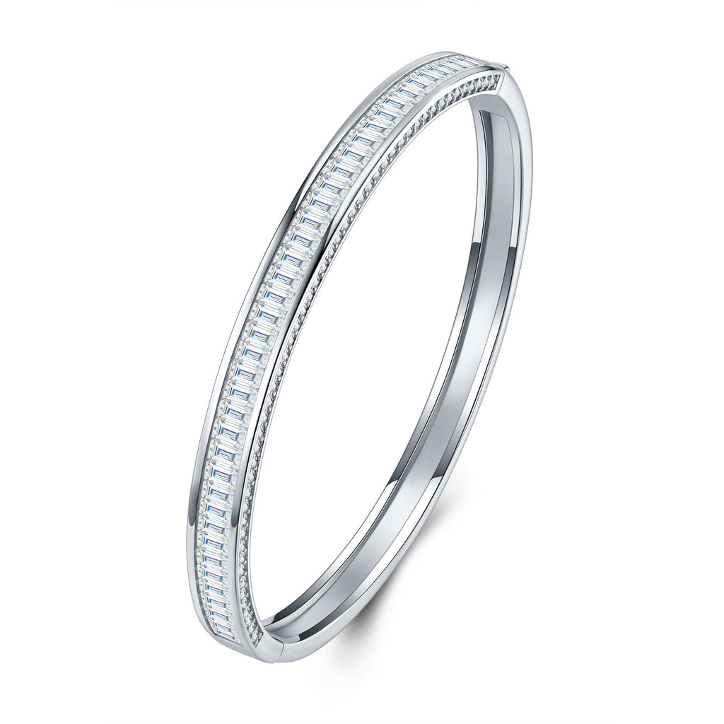 Bacchetta Moissanite Bangle Bracelet in Sterling Silver