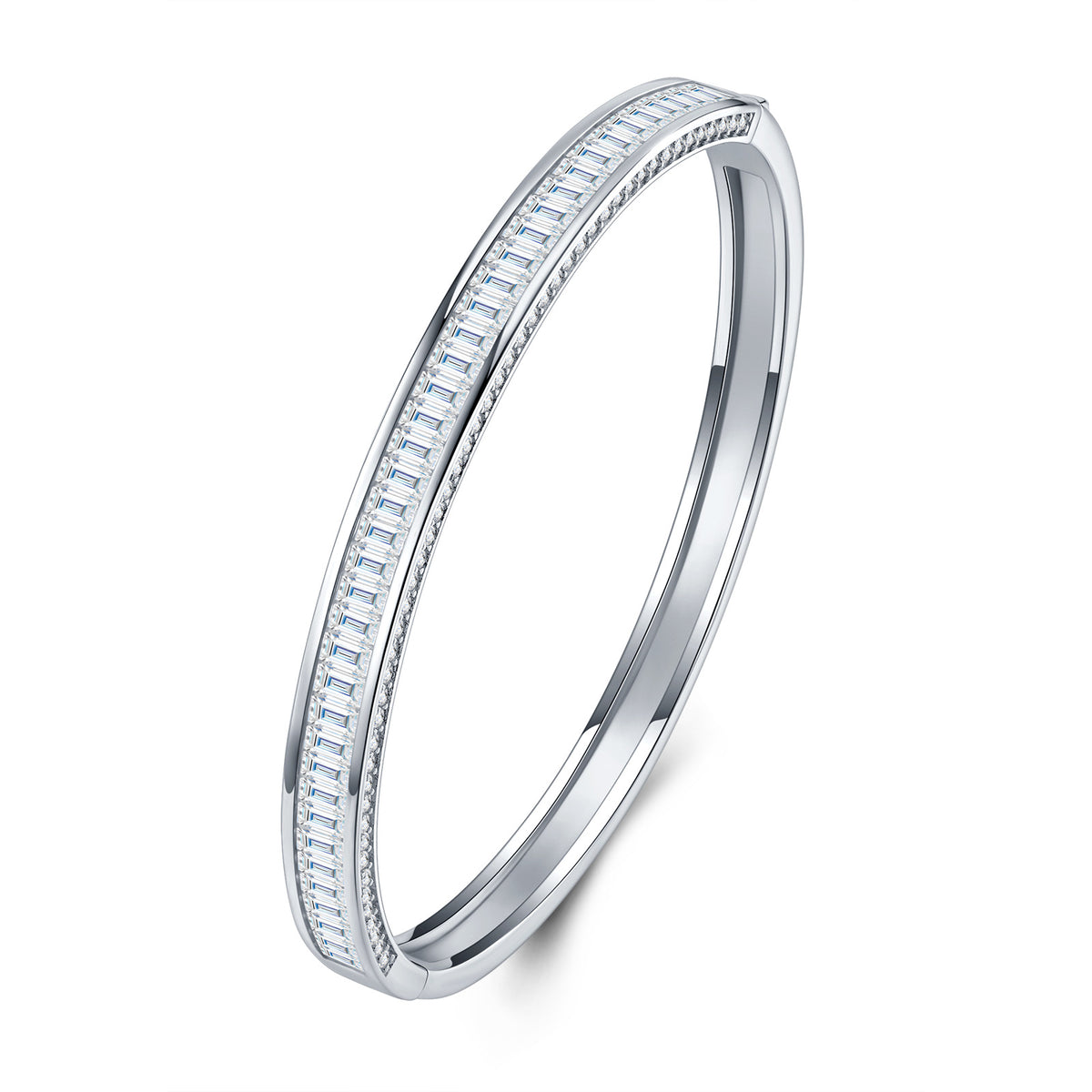 Bacchetta Moissanite Bangle Bracelet in Sterling Silver