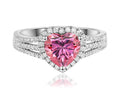 Amoretta 2 Carat Pink Heart Moissanite Halo Ring in Sterling Silver