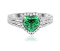 Evergreen 2 Carat Green Heart Moissanite Halo Ring in Sterling Silver