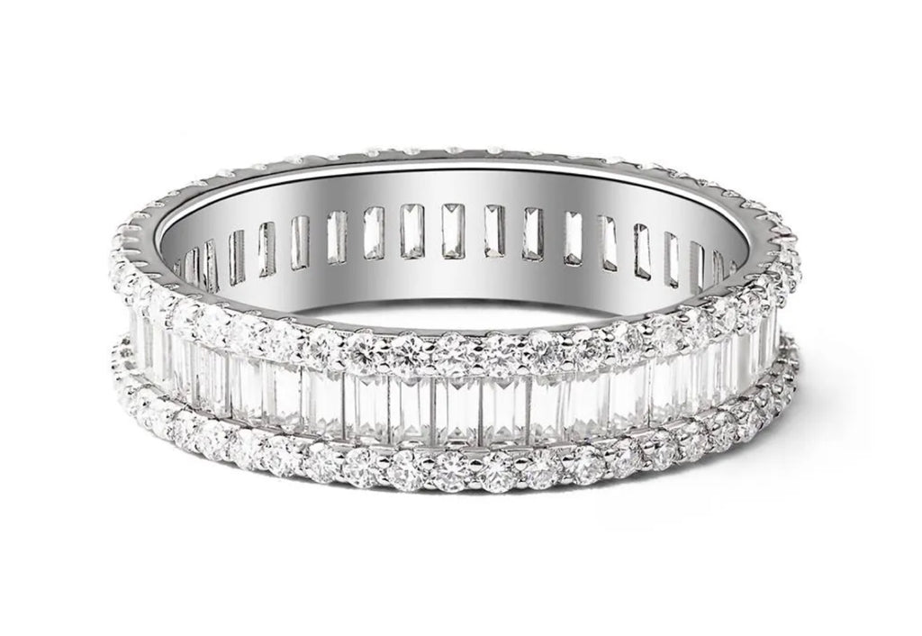 Skyline 4.3 Carat Baguette Moissanite Eternity Ring in Sterling Silver