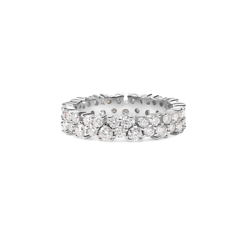 Duette 2.5 Carat Double Row Moissanite Eternity Ring in Sterling Silver — front view