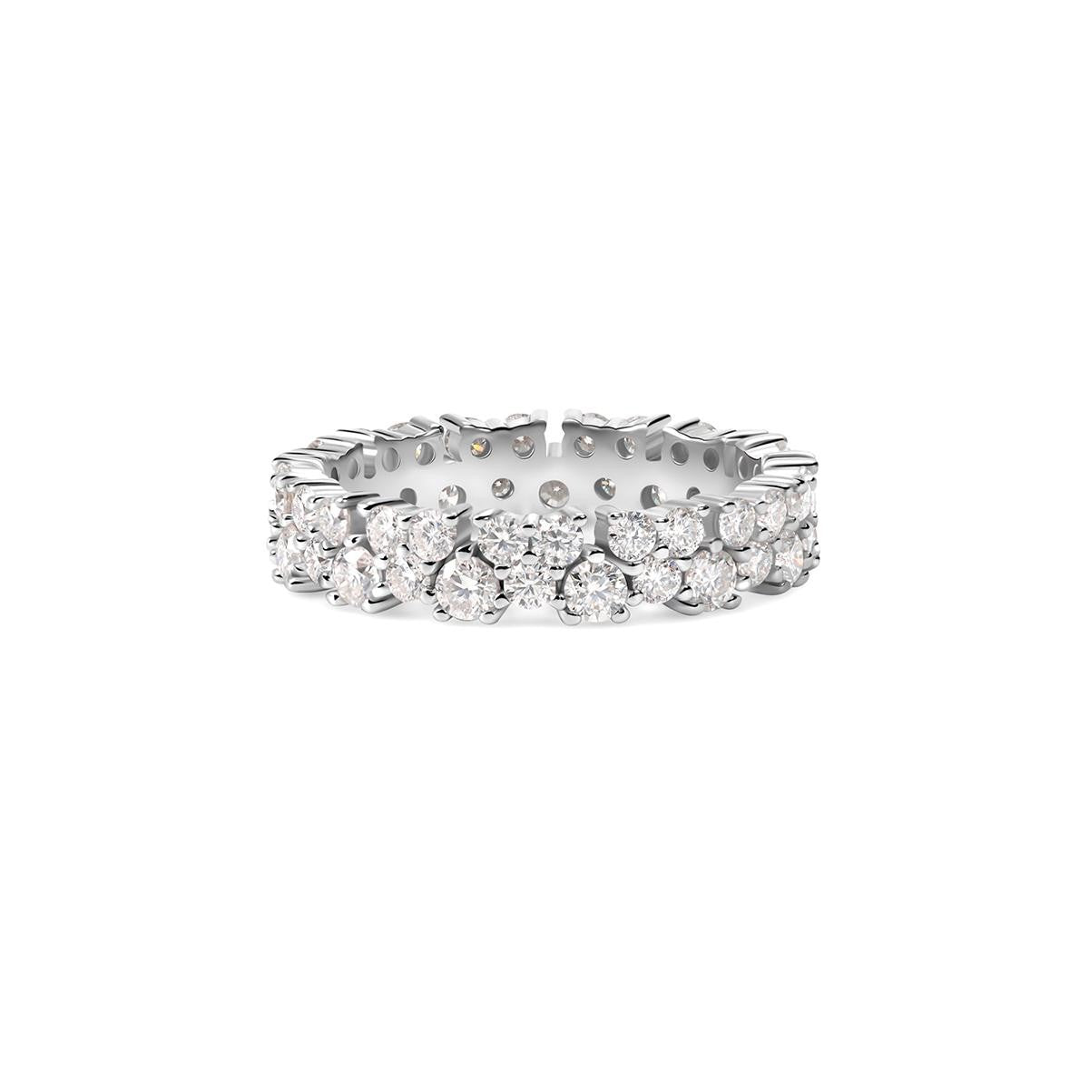 Duette 2.5 Carat Double Row Moissanite Eternity Ring in Sterling Silver — front view