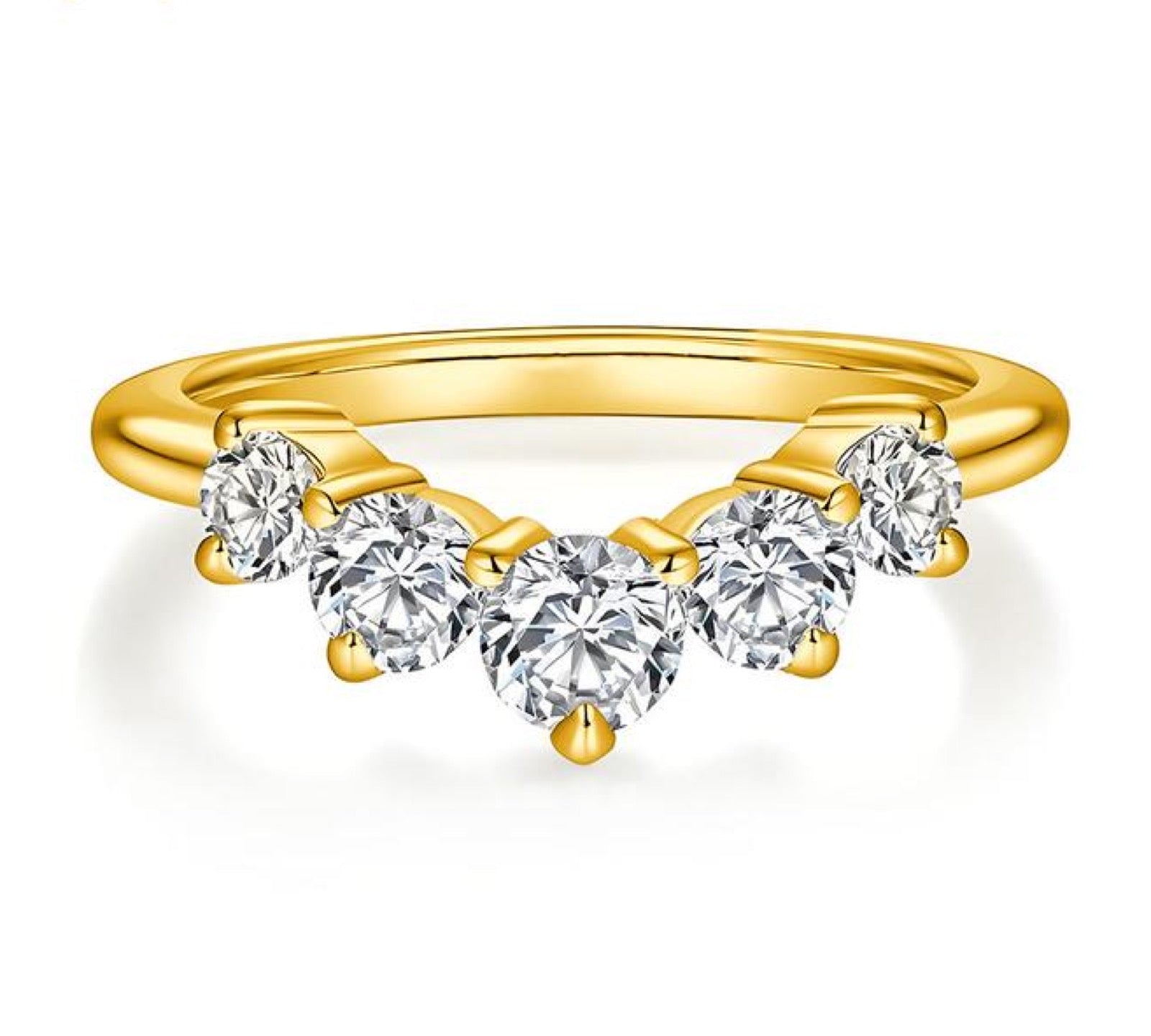 Crestwave 0.9 Carat Curved Moissanite Band in Gold-Tone Sterling Silver
