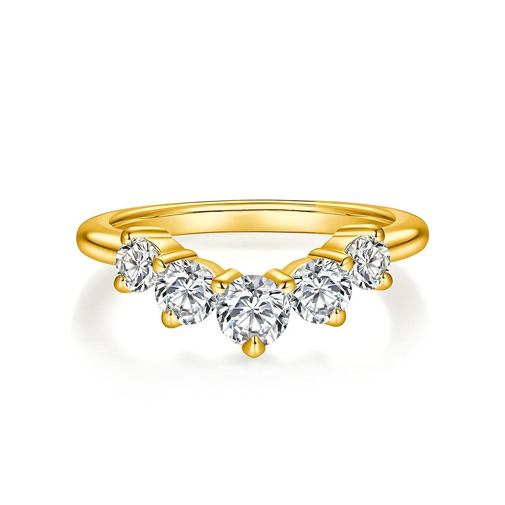 Crestwave 0.9 Carat Curved Moissanite Band in Gold-Tone Sterling Silver — gold-tone front view
