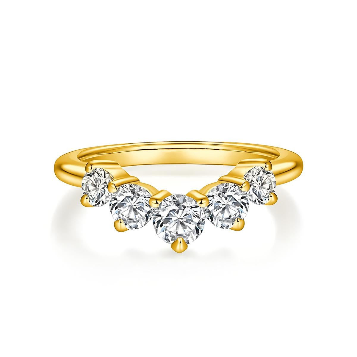 Crestwave 0.9 Carat Curved Moissanite Band in Gold-Tone Sterling Silver — gold-tone front view