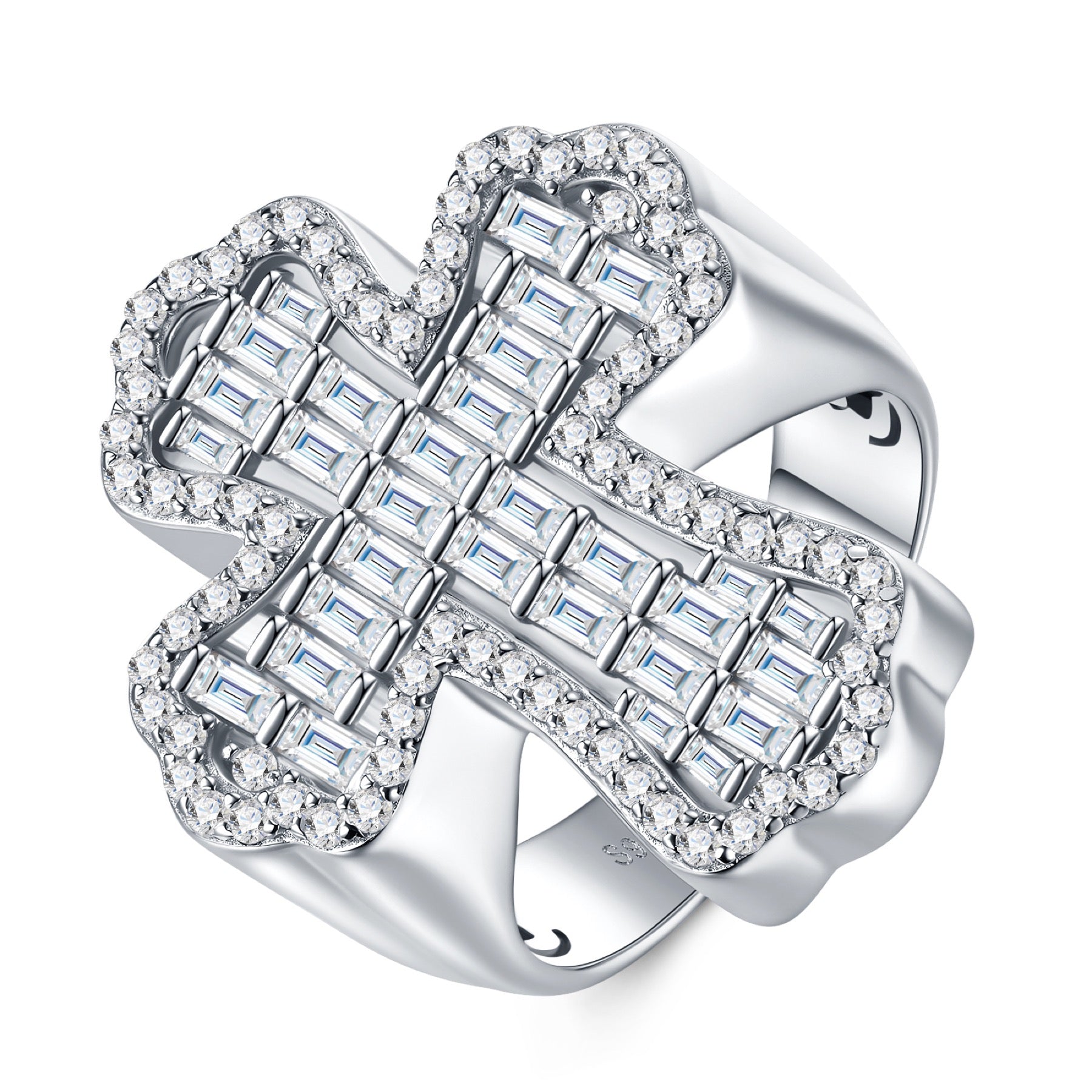 Cathedral Moissanite Men's Cross Ring in S925 Sterling Silver