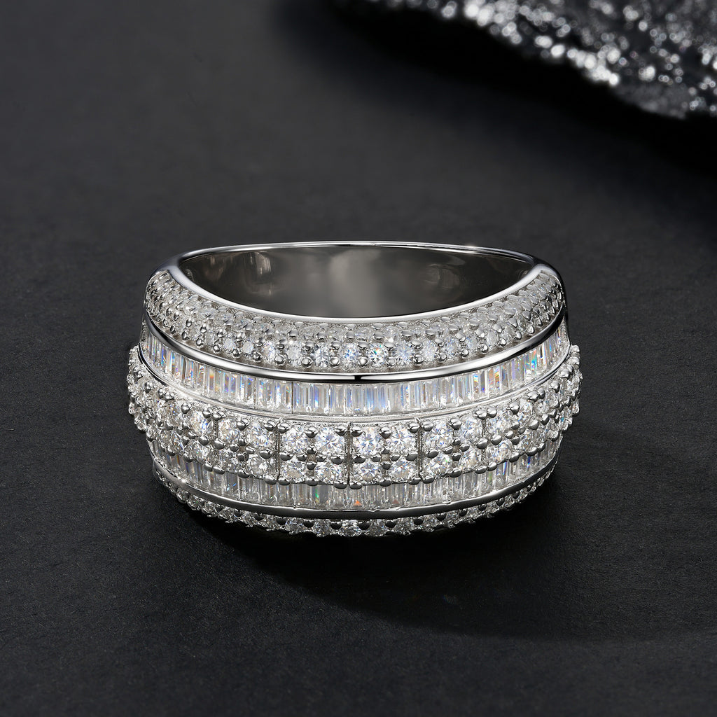 Ridgeline Moissanite Men's Ring in S925 Sterling Silver, styled product photo
