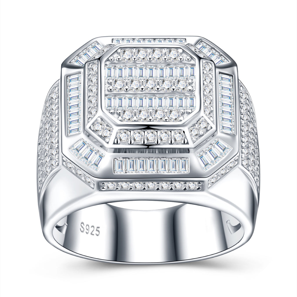 Monarch Moissanite Men's Ring in S925 Sterling Silver
