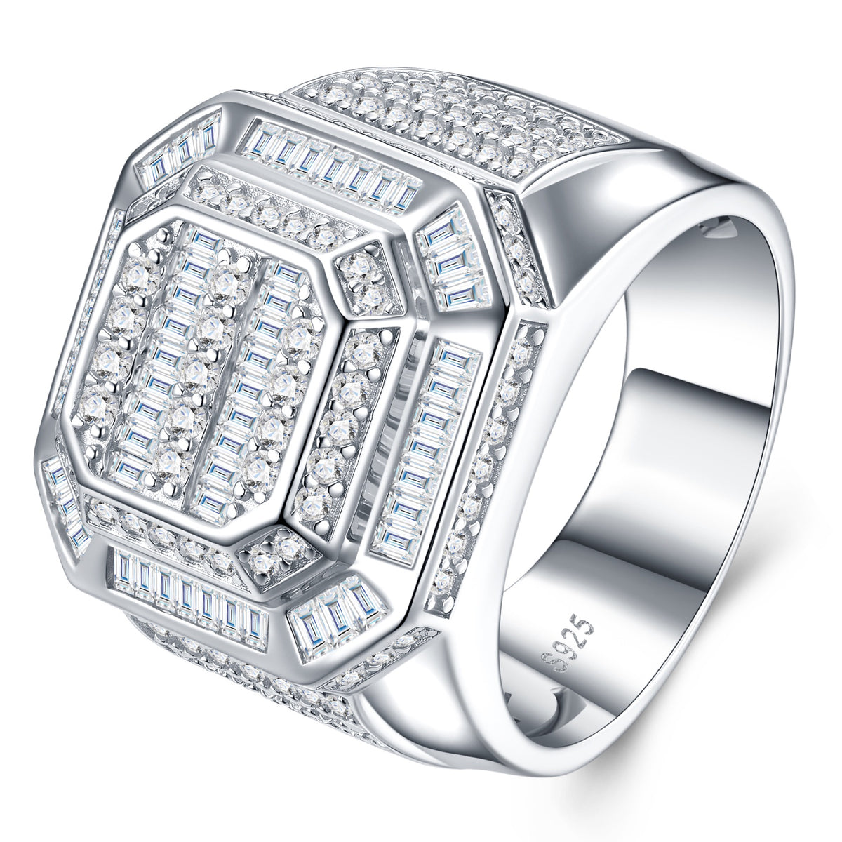 Monarch Moissanite Men's Ring in S925 Sterling Silver